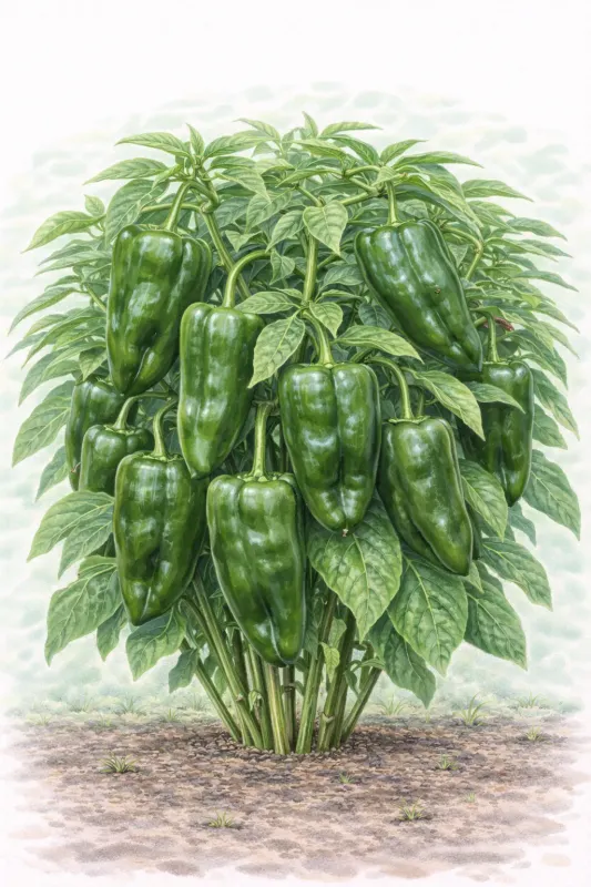 Semences de piment Poblano – gros fruits verts