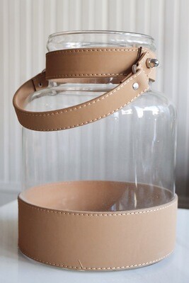 Glass Container with Leather Detail Glass Container with Leather Detail