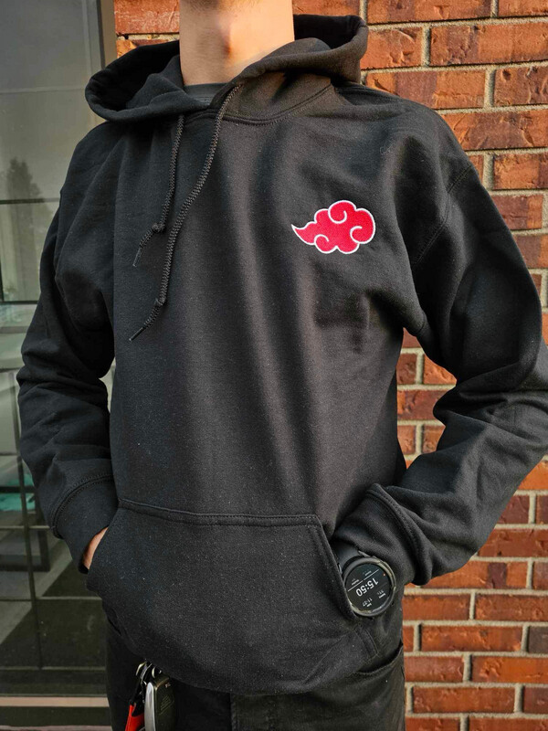 Black hoodie with Akatsuki Cloud embroidered