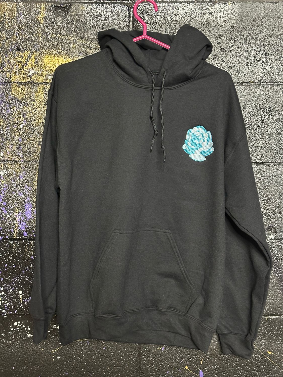 Blue Rose Embroidered Hoodie