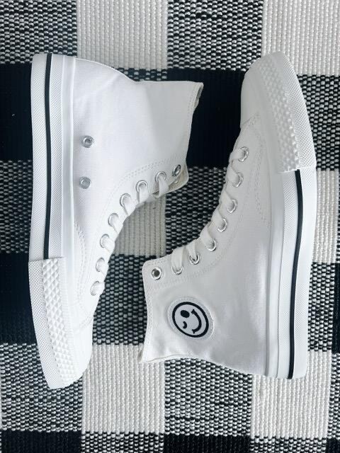 White Smiley High Top