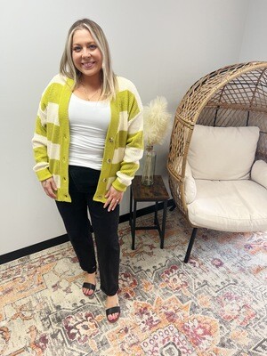 Lime Green Ivory Cardigan 