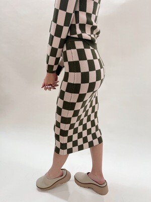 Checkered Knit Skirt