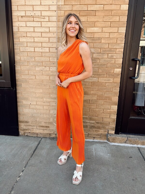 Pleated One Shoulder Jumpsuit