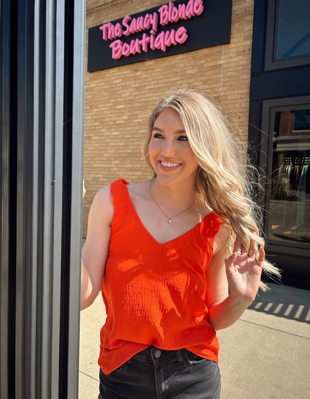 Orange Ruffle Tank