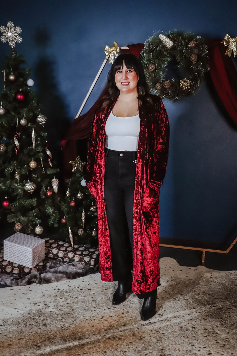 Wine Velvet Duster Cardigan