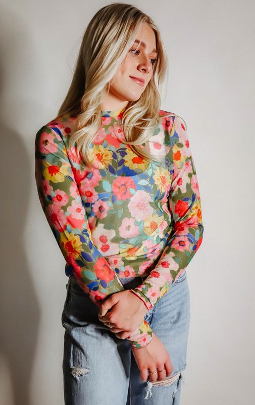 Flower Mesh Top