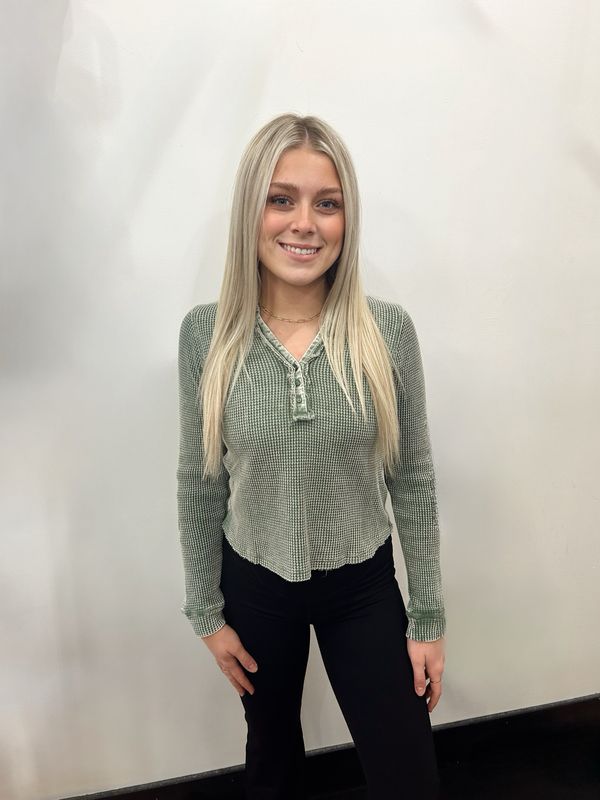 Distressed Waffle Knit Top