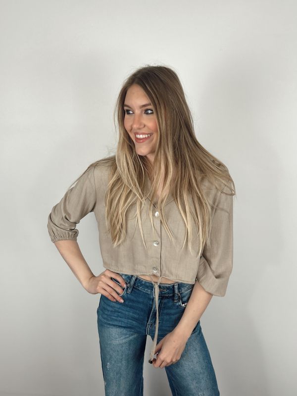 Linen Drawstring Top