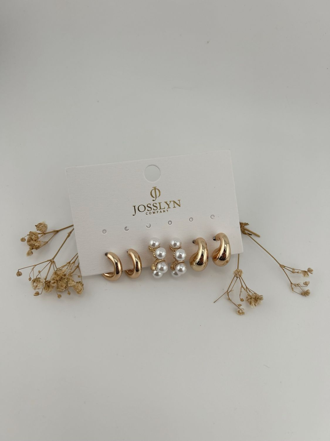 Trio Huggie Pearl Gold Hoops