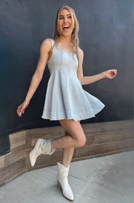 Panel Denim Mini Dress