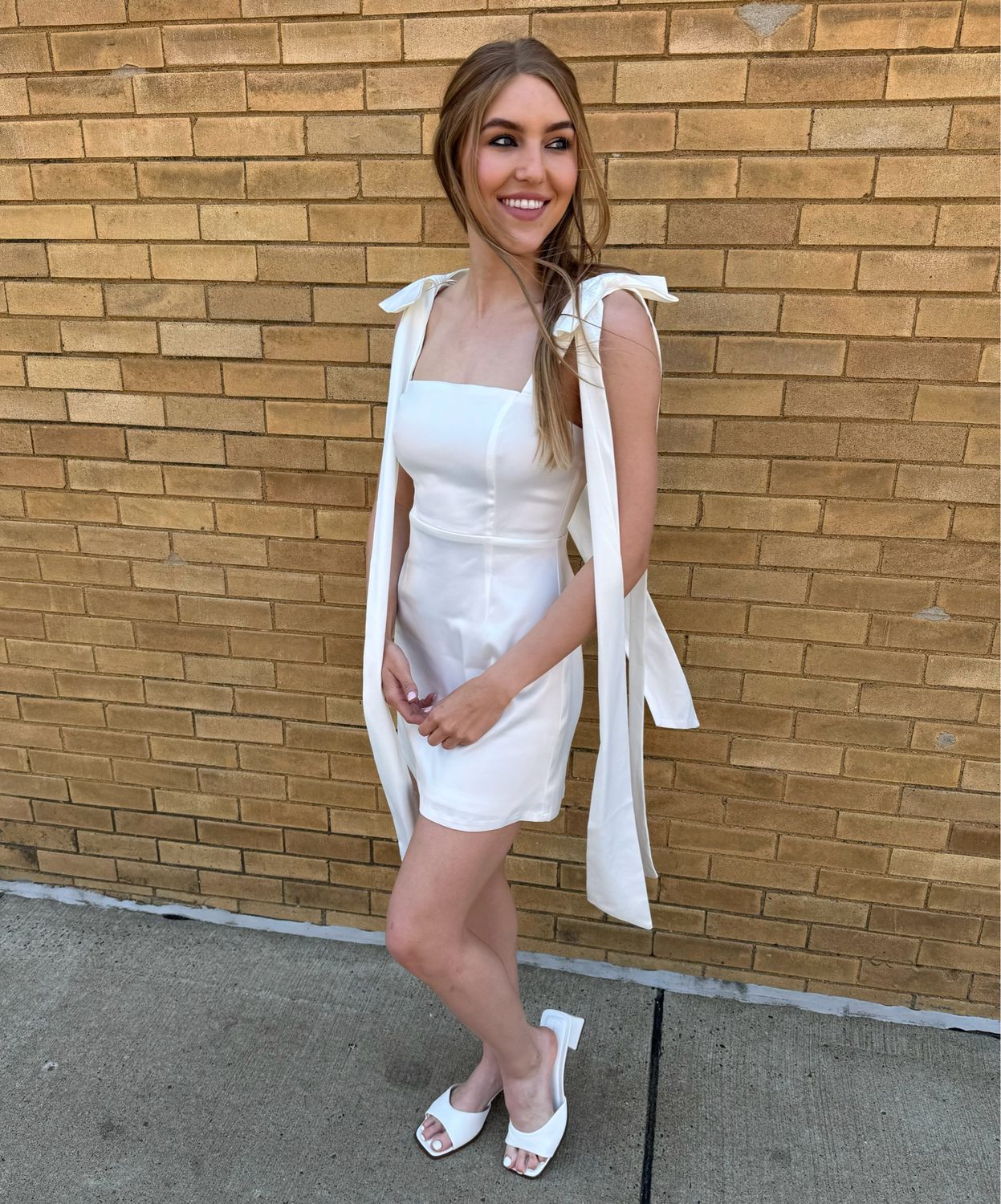 Bow Strap Mini Dress