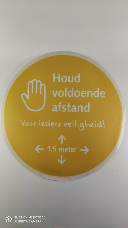 Vloersticker Houd afstand F300 geel
