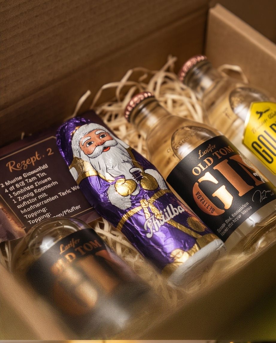 Klappbox GIN 1x 200ml Old Tom + Tonic PERFECT MATCH mit Weihnachtsmann und in Geschenkverpackung Klappbox GIN 1x 200ml Old Tom + Tonic PERFECT MATCH mit Weihnachtsmann und in Geschenkverpackung