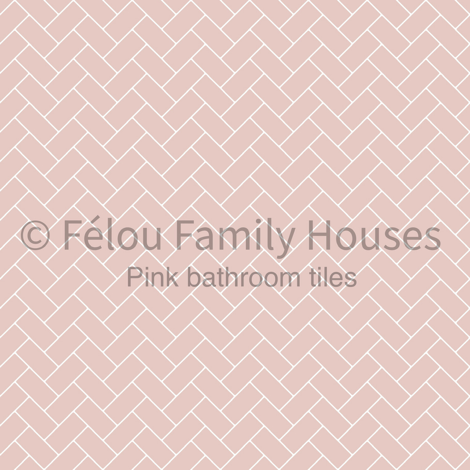 Poppenhuisbehang Pink Bathroom Tiles