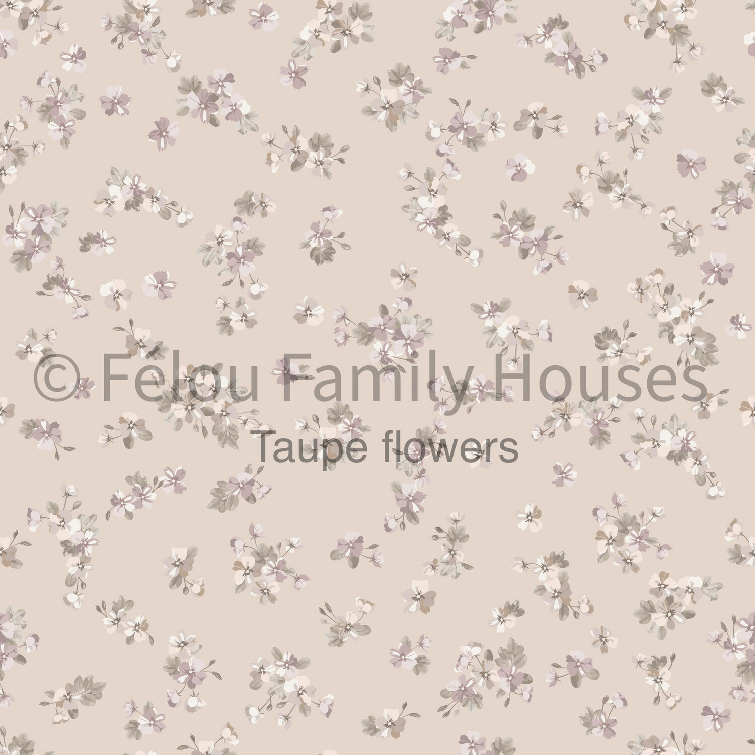 Poppenhuisbehang Taupe Flowers