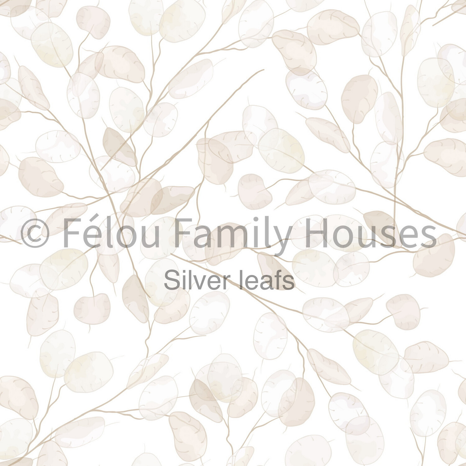 Poppenhuisbehang Silver Leaves