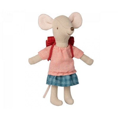Maileg Tricycle Mouse - Big Sister with Bag - Red