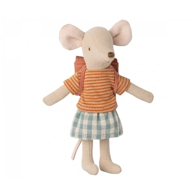 Maileg Tricycle Mouse - Big Sister with Bag - Old Pink