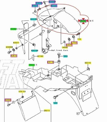 PARAFANGO ANT. NERO KAWASAKI  NINJA ZX6R 98/99 codice 350041367H8