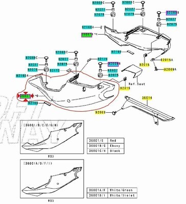 CODONE SINISTRO kawasaki ninja ZX-7R ROSSO 96/99 codice 360011557b1