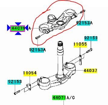 PIASTRA DI STERZO SUPERIORE KAWASAKI ZX6R 07/08 PIASTRA DI STERZO SUPERIORE KAWASAKI ZX6R 07/08