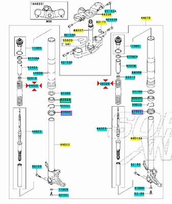 Kit molla forcella KAWASAKI Ninja zx 6r 636 zx 6rr 600 03/04 44026-0022