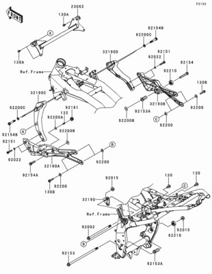BRACKET-ENGINE, RR, RH, 32190-0727-18R Kawasaki Z800 2016