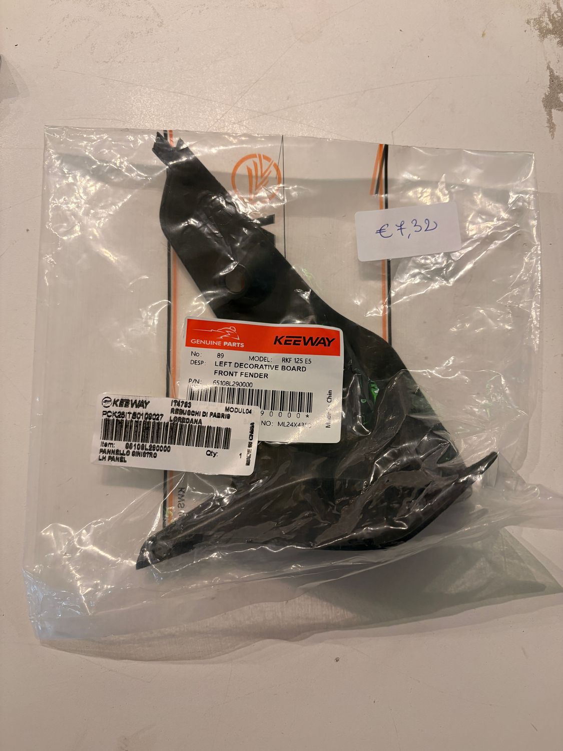 PANNELLO DECORATIVO PARAURTI ANTERIORE SX KEEWAY RKF 125 E5
