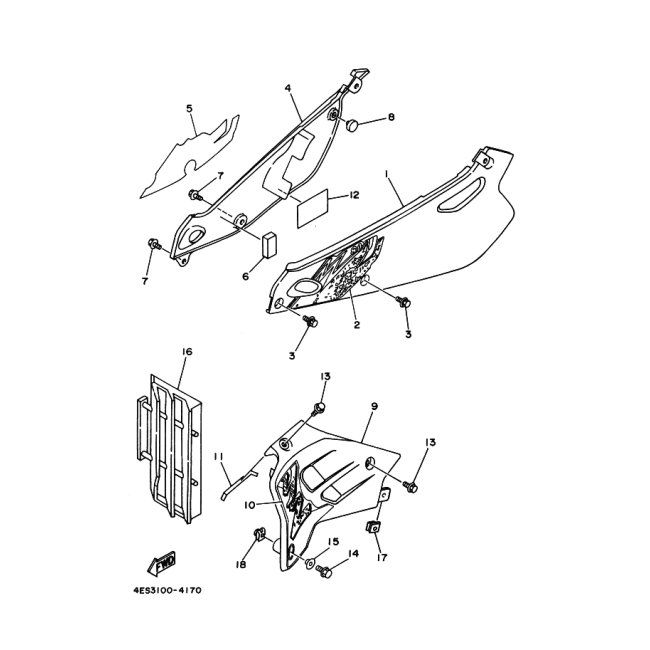 DECALCOMANIE CONVOGLIATORE SINISTRO YAMAHA YZ80 94