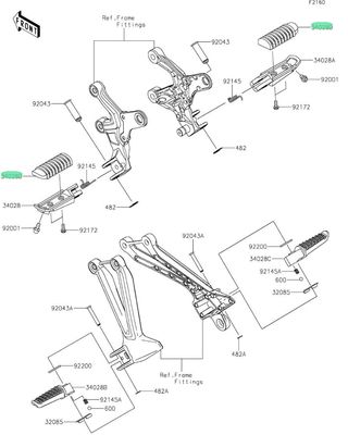 STEP, RUBBER/GOMMINO POGGIA PIEDI KAWASAKI