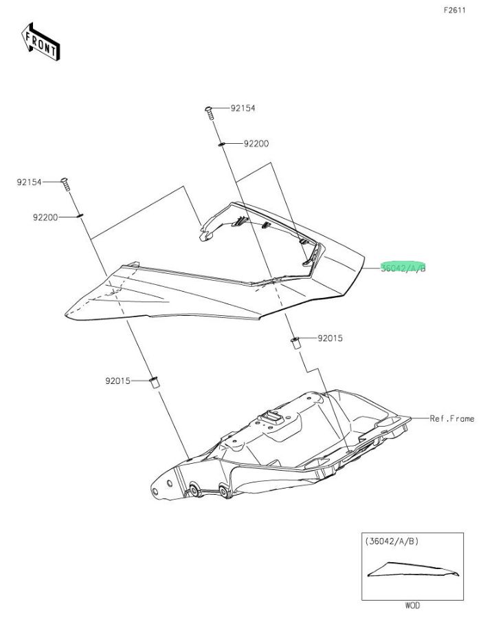 CARENA CODONE NERA CON GRAFICHE VERDI NINJA 1000SX 22-26 USATO IN OTTIMO STATO