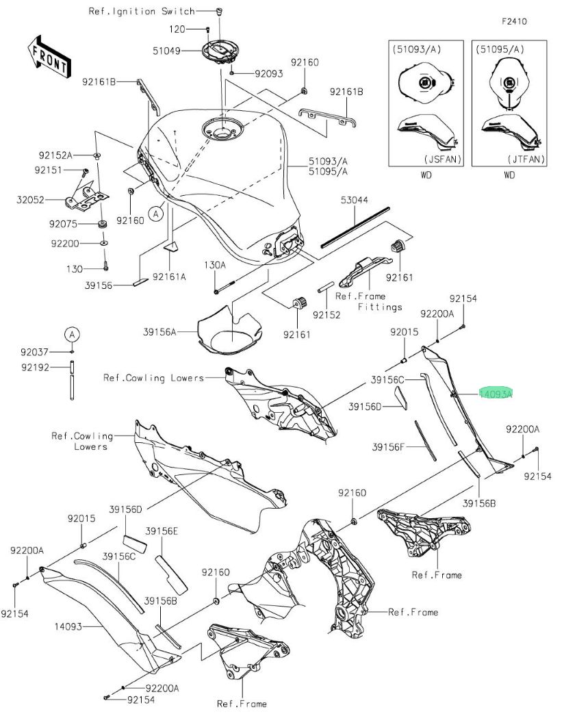 COVER BASSA TELAIO DX KAWASAKI Z/NINJA 1000 SX USATA COME NUOVA