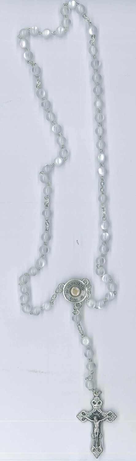Corona Carlo Acutis imitazione madre perla con reliquia ex indumentis Corona Carlo Acutis imitazione madre perla con reliquia ex indumentis