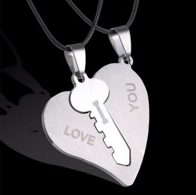 I Love You Silver Plated Heart and Key