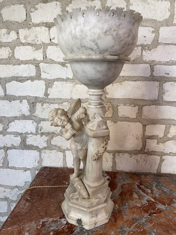 LAMPE ANGELOT EN ALBATRE EPOQUE NAPOLEON III
