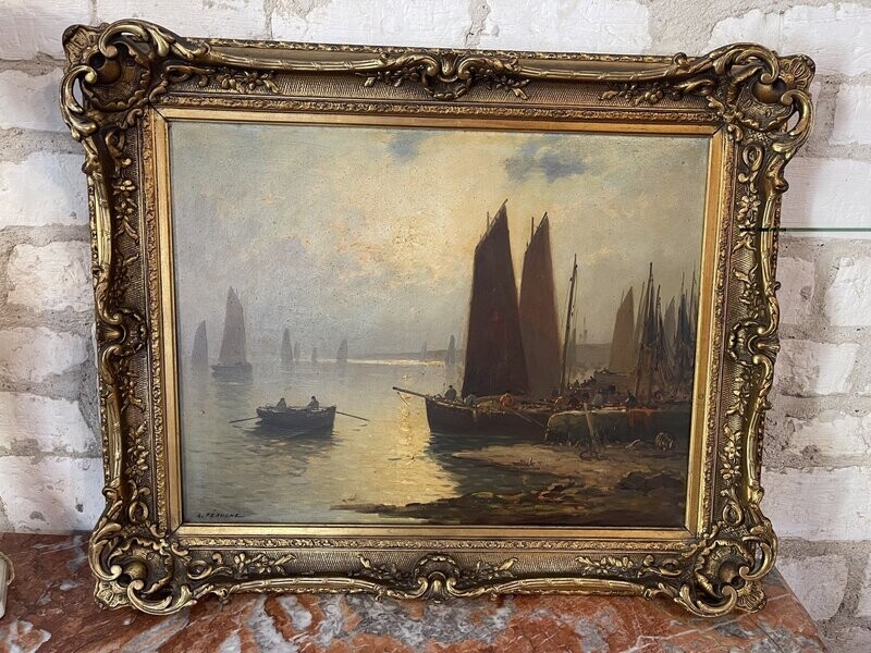 TABLEAU MARINE HUILE SUR TOILE signé A. FEDUCHE