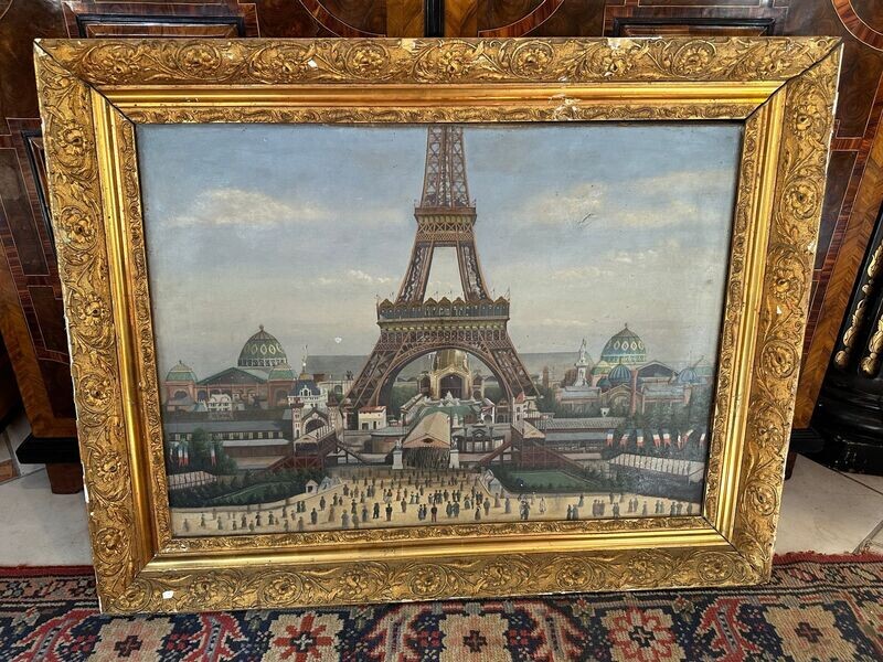 HUILE SUR TOILE REPRESENTANT L'EXPOSITION UNIVERSELLE A PARIS