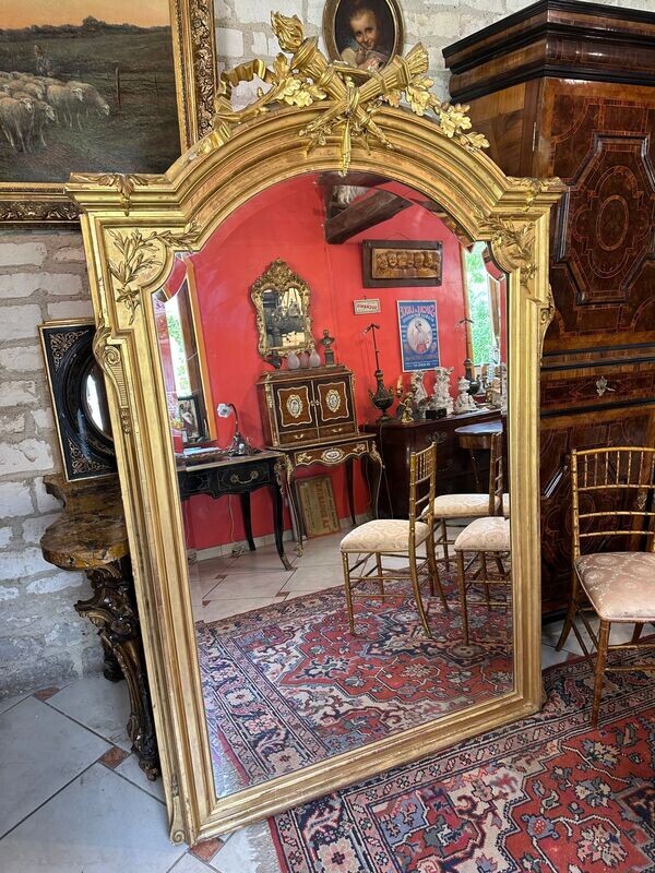 GRAND MIROIR DE STYLE LOUIS XVI EPOQUE 19ème