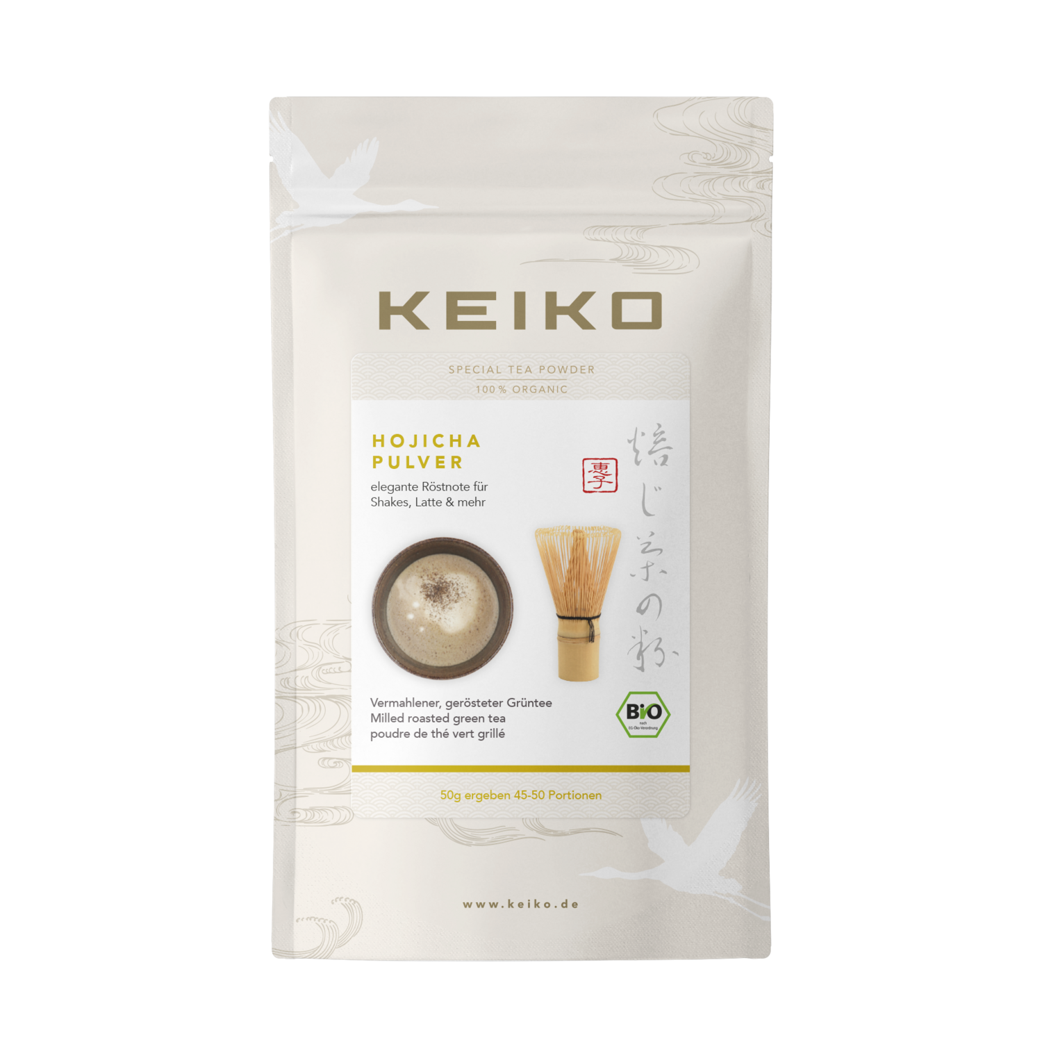 Houjicha, Poudre de thé vert grillé - Vermahlener gerösteter Grüntee, 50gr,  Bio