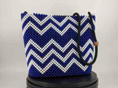 Handtasche "WELLE" blau/weiß - handbag "WAVE" blue/white