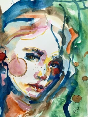 Abstract Portrait Art Woman Face Painting &amp; Print ‘Fashion’