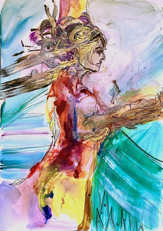 Abstract Art Body Woman Painting &amp; Print ‘Power’