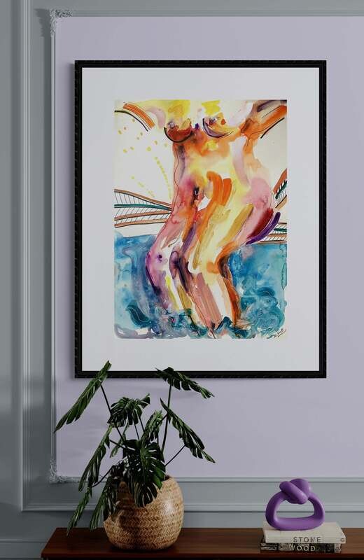 Abstract Art Nude Body Painting &amp; Print ‘Curvy Woman’