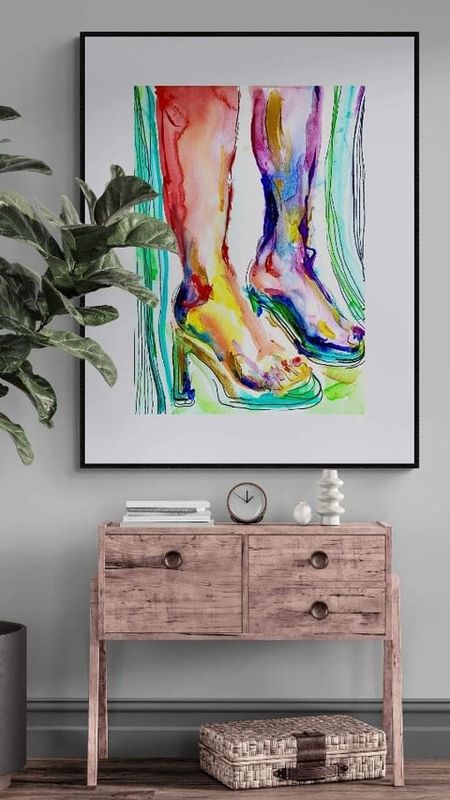 Abstract Art Woman Painting &amp; Print ‘Female Legs’