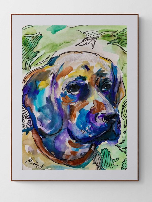 Abstract Dog Art Painting &amp; Print ‘Beagle’