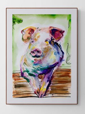 Abstract Animal Art Print ‘Happy Pig‘
