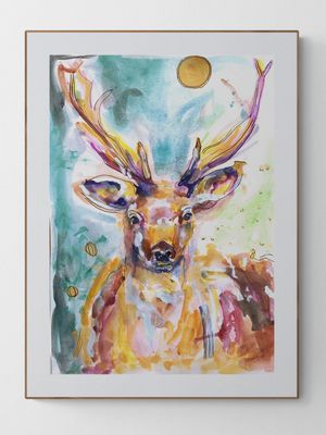 Abstract Animal Art Print Stag Deer