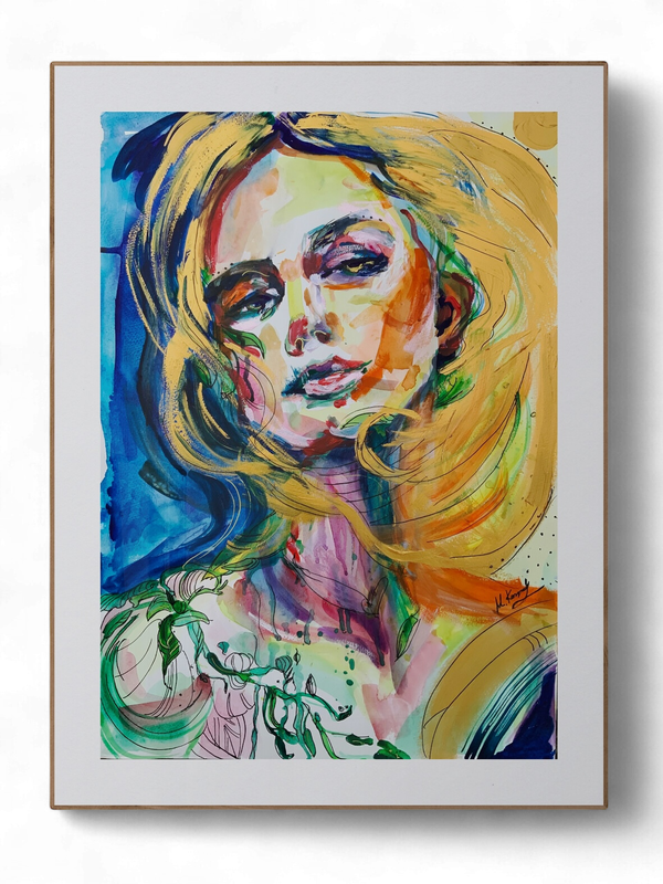 Abstract Portrait Giclée Art Print Face ‘Blonde Woman’