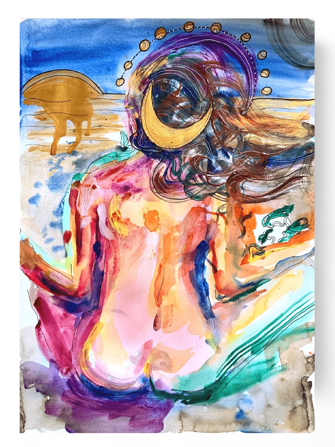 Abstract Nude Art Painting Female ‘Meditating Woman’